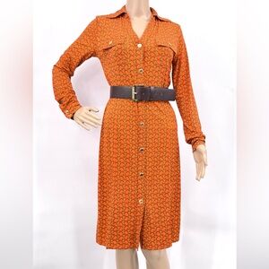 Michael Michael Kors Chain Print Button-Down Belted Dress